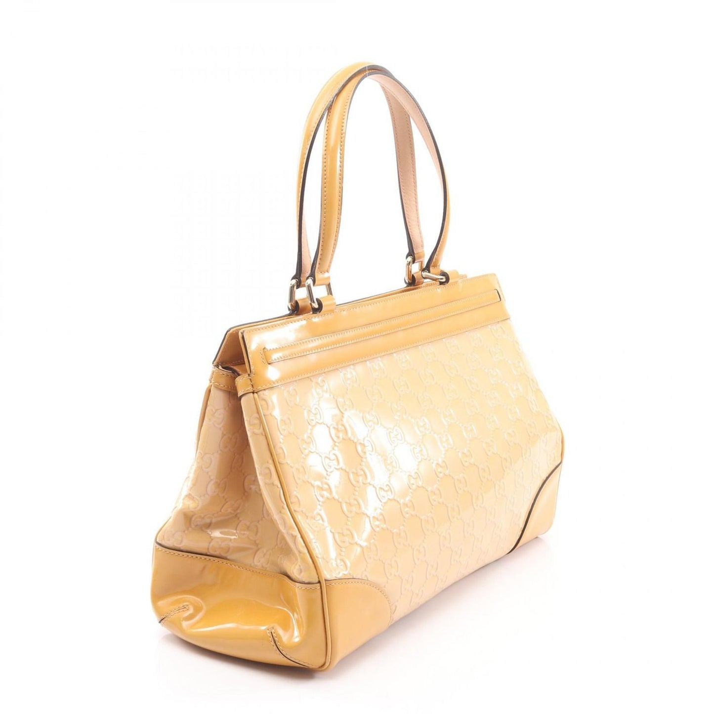 Gucci Tote Mayfair GG Pattern Yellow Patent Leather Handbag
