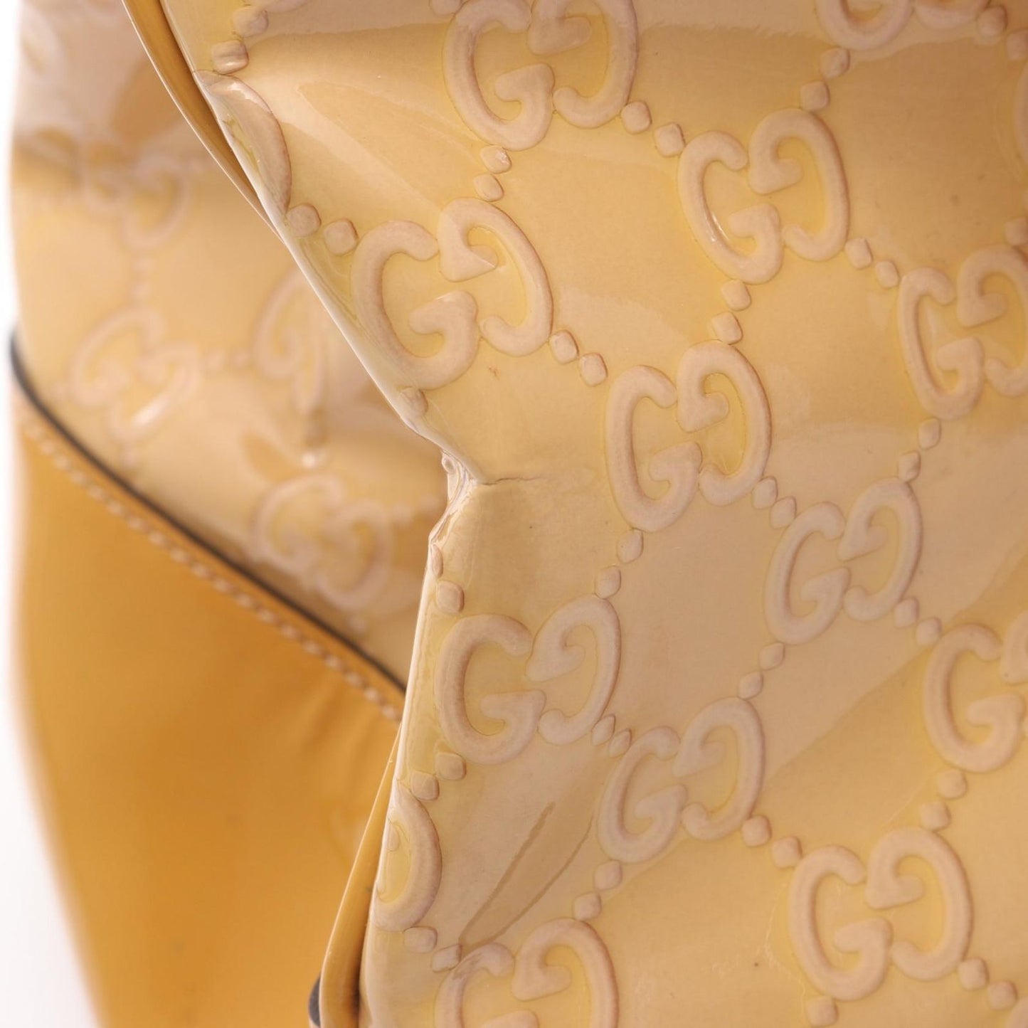 Gucci Tote Mayfair GG Pattern Yellow Patent Leather Handbag