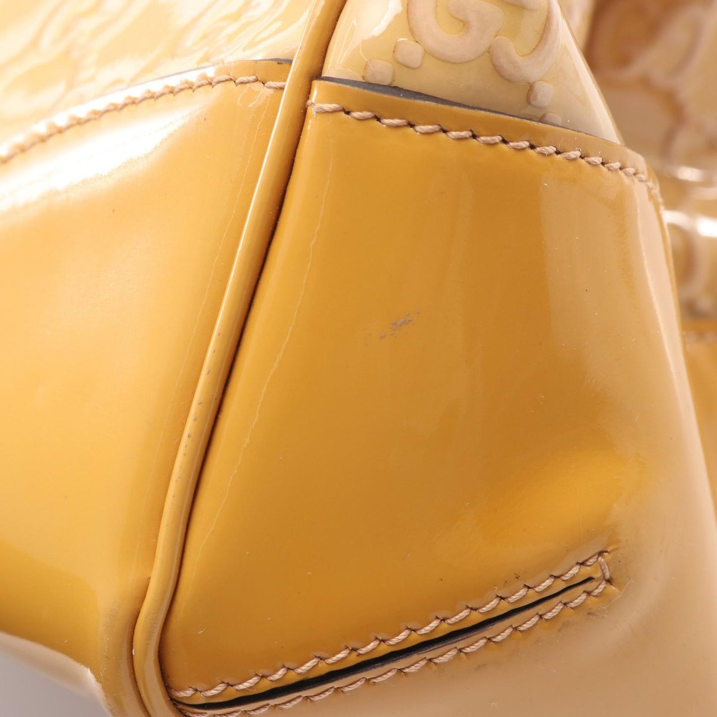 Gucci Tote Mayfair GG Pattern Yellow Patent Leather Handbag