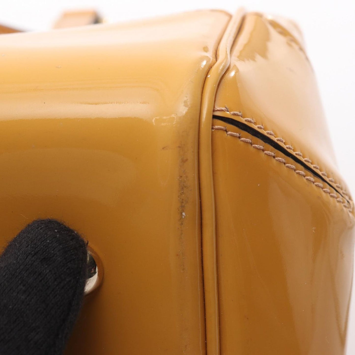 Gucci Tote Mayfair GG Pattern Yellow Patent Leather Handbag