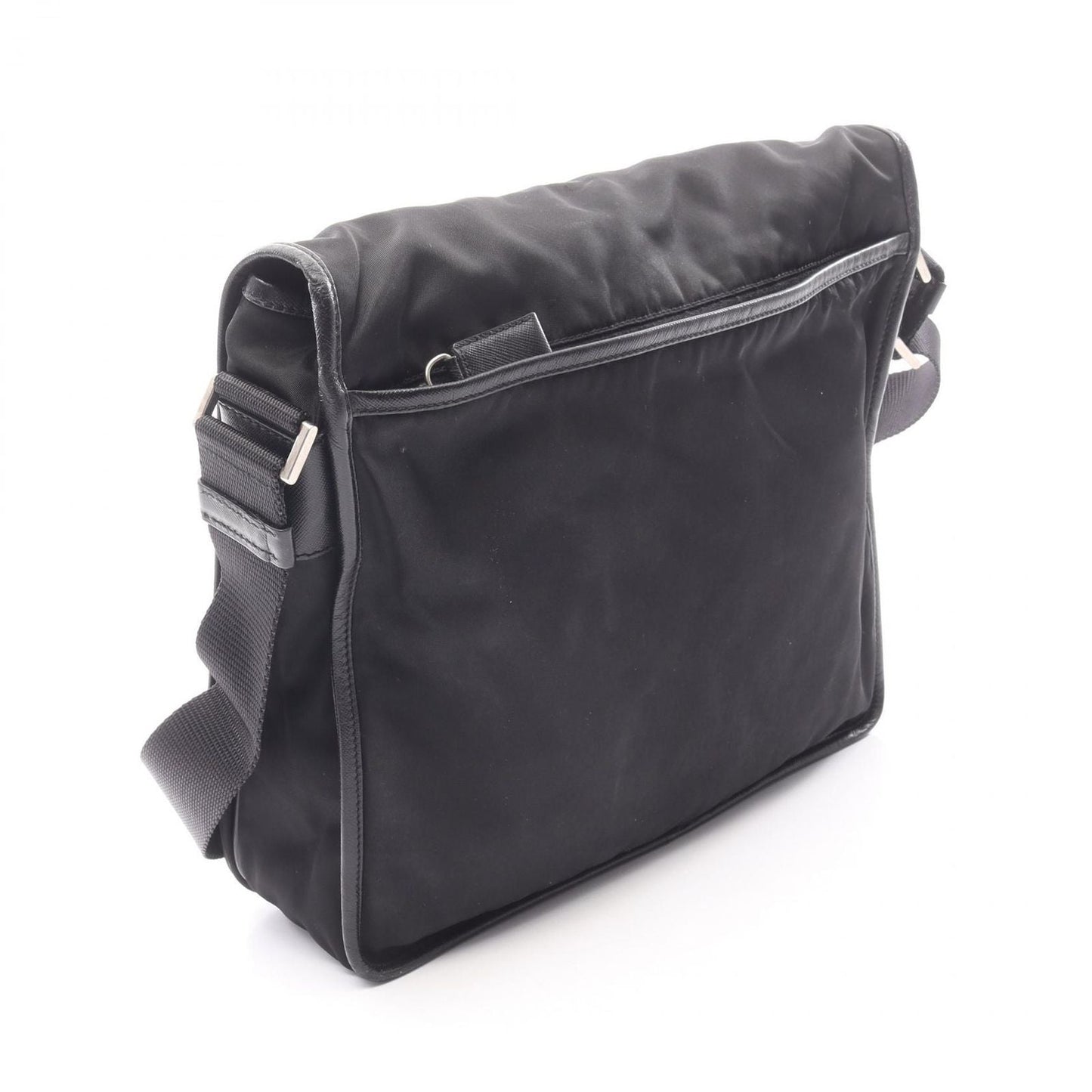 Prada Shoulder Bag Black Nylon Saffiano Leather