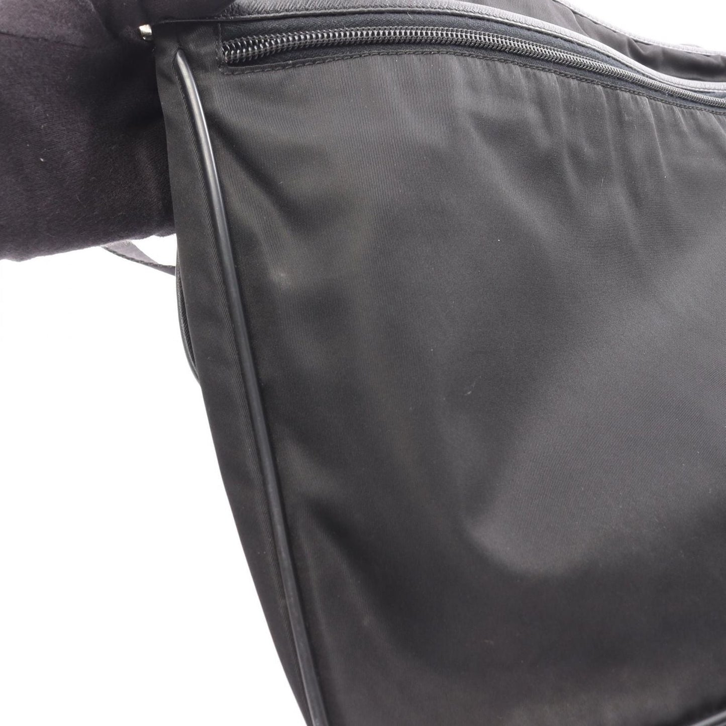 Prada Shoulder Bag Black Nylon Saffiano Leather