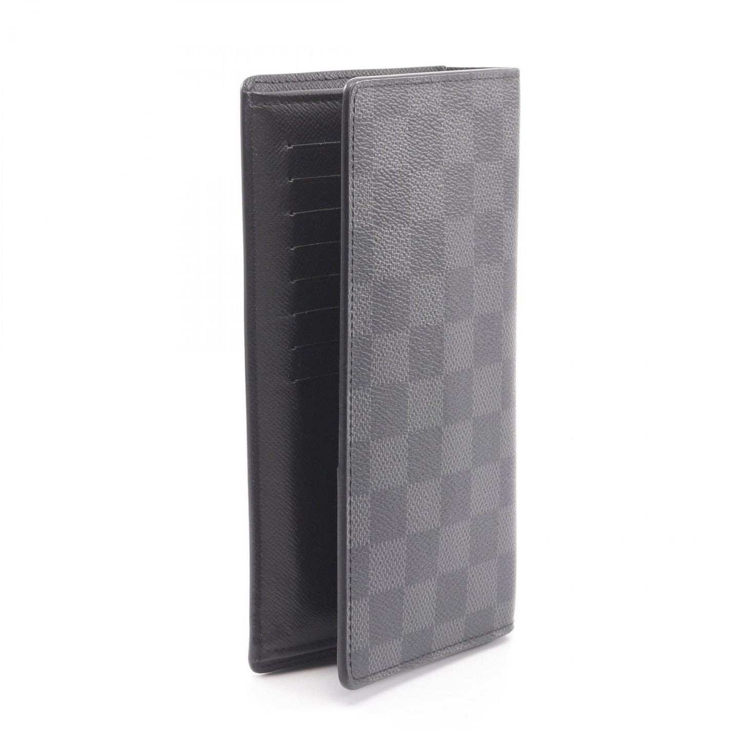 Louis Vuitton Bifold Wallet Portefeuille Brazza Damier Graphite Canvas Leather