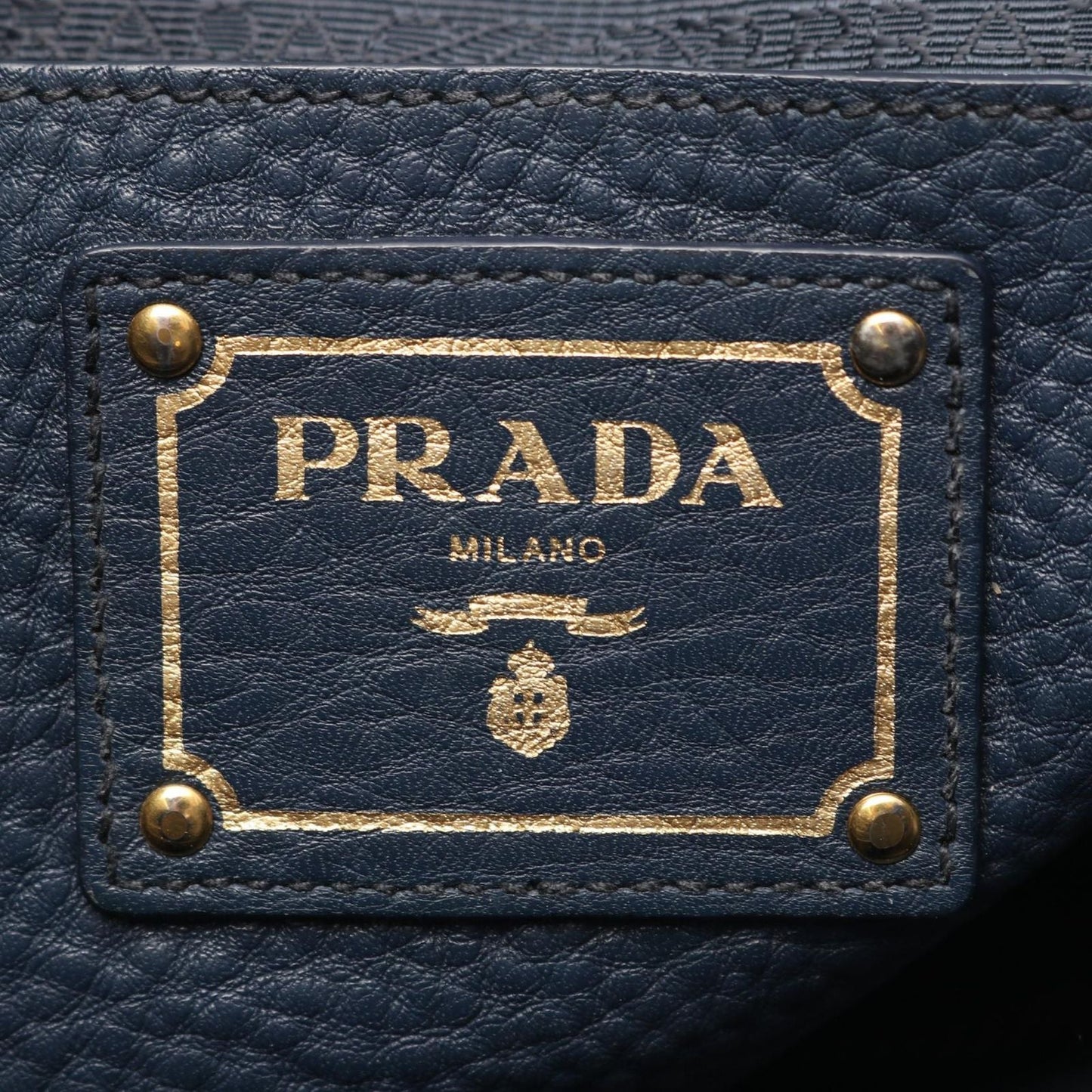 Prada Tote Side Zip Navy Leather