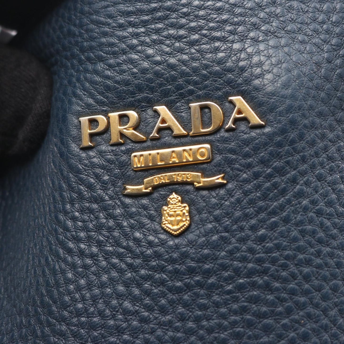 Prada Tote Side Zip Navy Leather