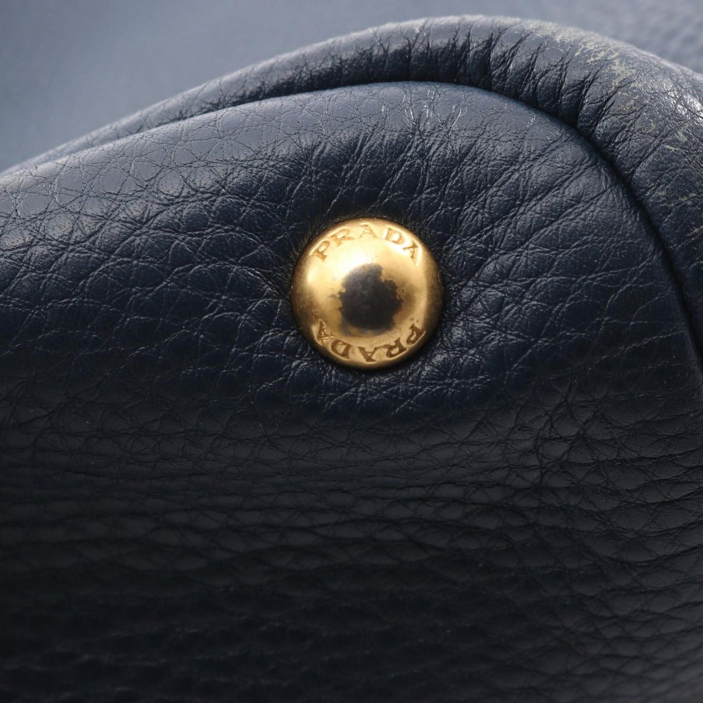 Prada Tote Side Zip Navy Leather