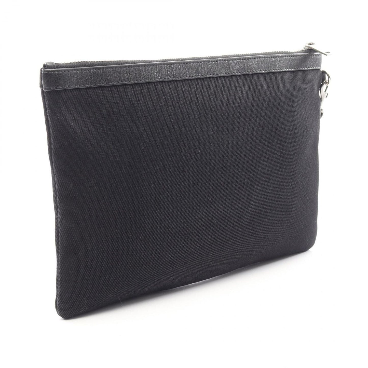 Saint Laurent Paris Clutch Rive Gauche Black White Canvas Leather