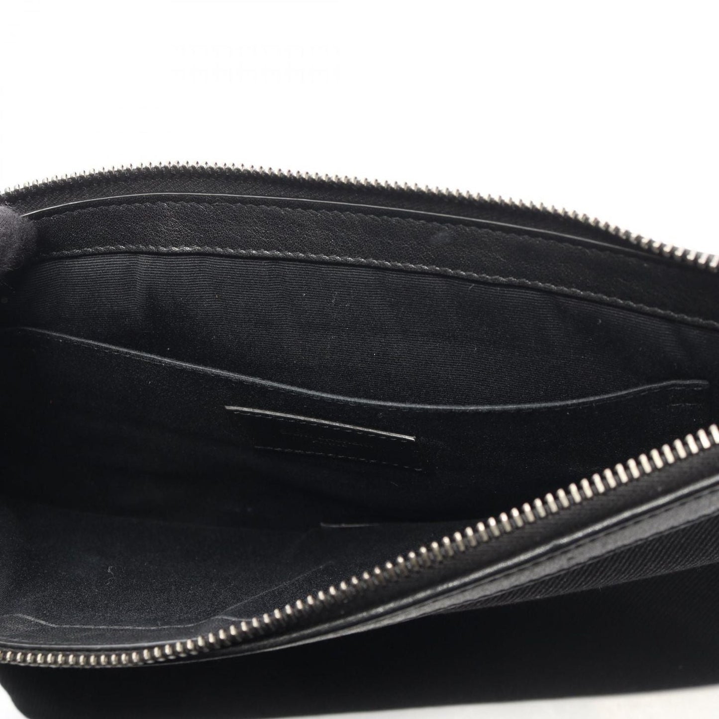 Saint Laurent Paris Clutch Rive Gauche Black White Canvas Leather