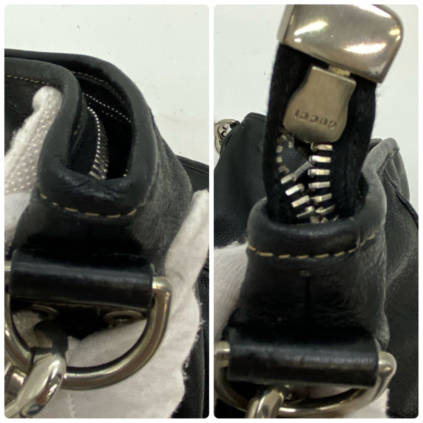 Gucci Tote Shoulder Bag GG Leather Black