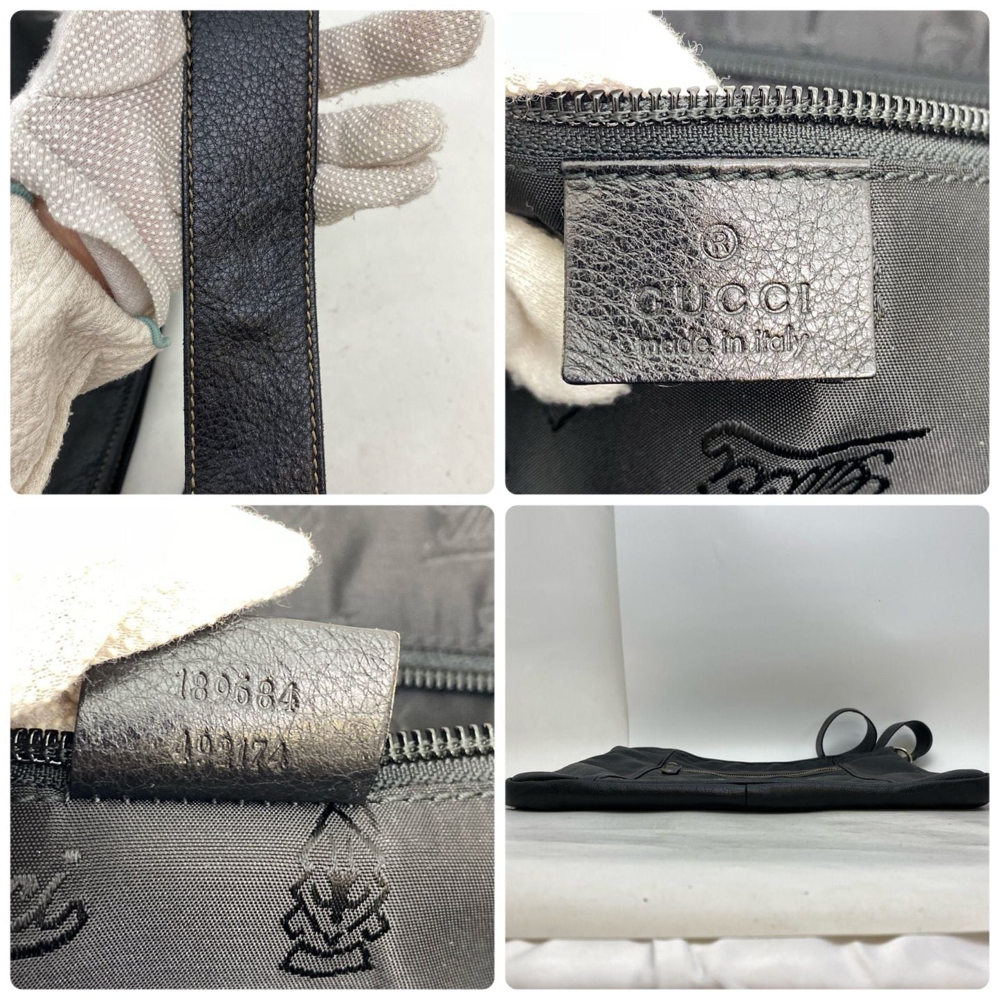 Gucci Tote Shoulder Bag GG Leather Black