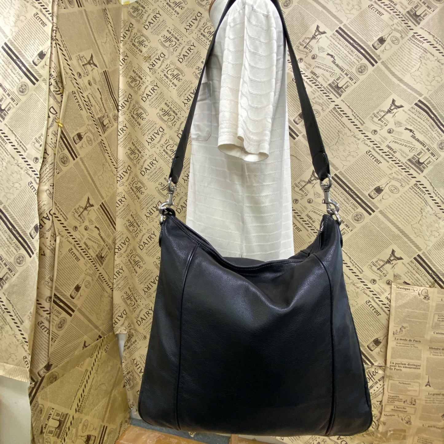 Gucci Tote Shoulder Bag GG Leather Black