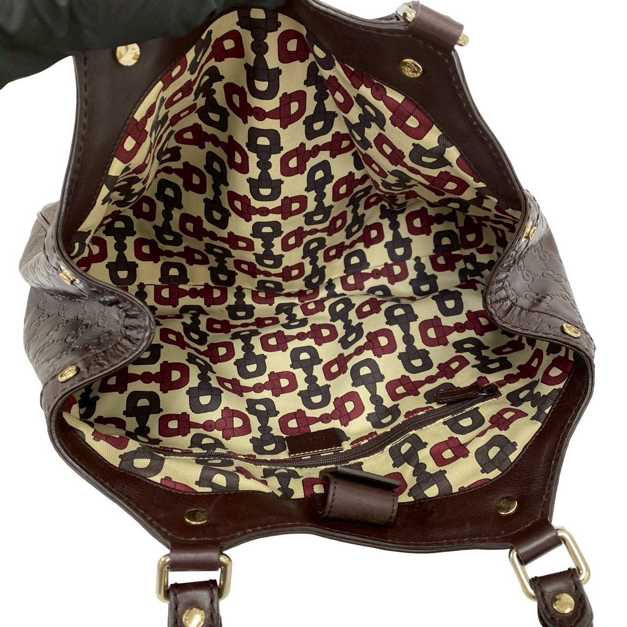 Gucci Ski Guccissima GG Log Leather Handbag Mini Tote Dark Brown