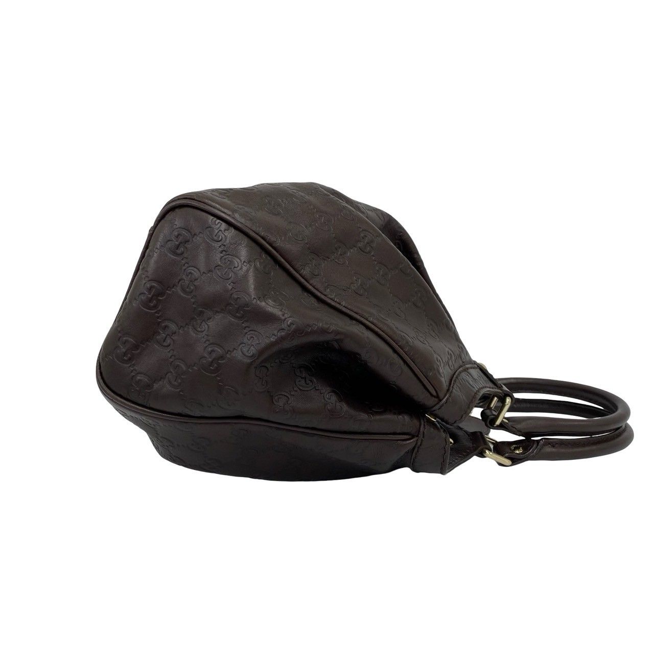 Gucci Ski Guccissima GG Log Leather Handbag Mini Tote Dark Brown