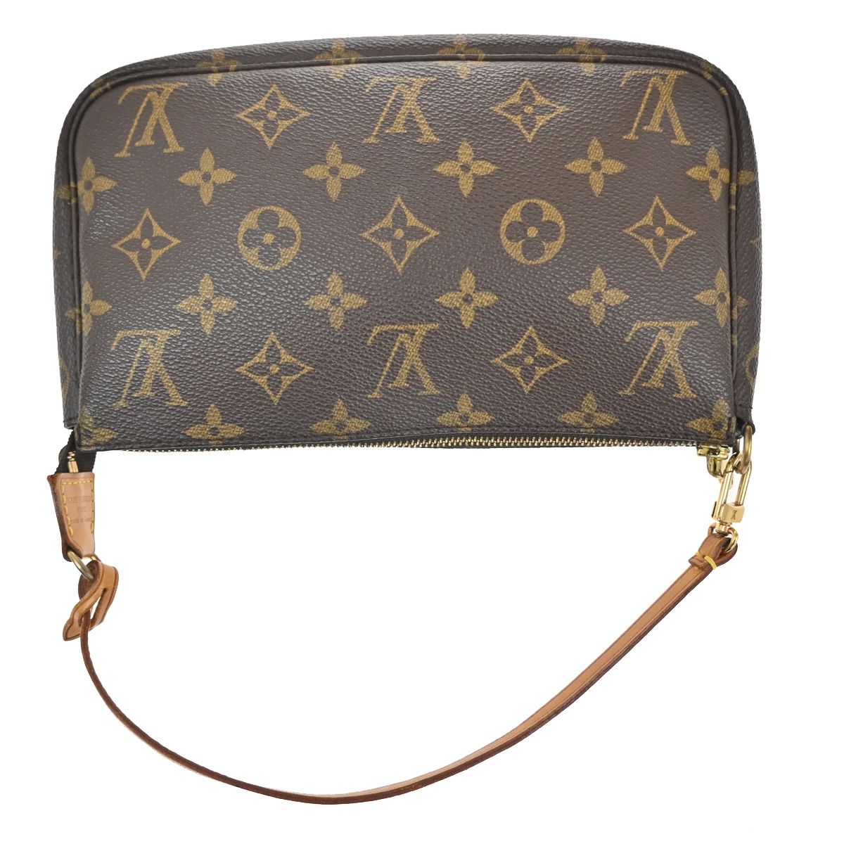 Louis Vuitton Pochette Handbag Brown Monogram Leather