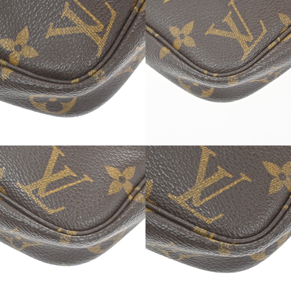 Louis Vuitton Pochette Handbag Brown Monogram Leather