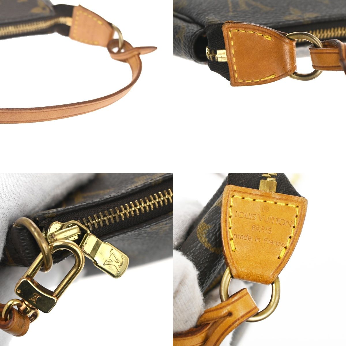 Louis Vuitton Pochette Handbag Brown Monogram Leather