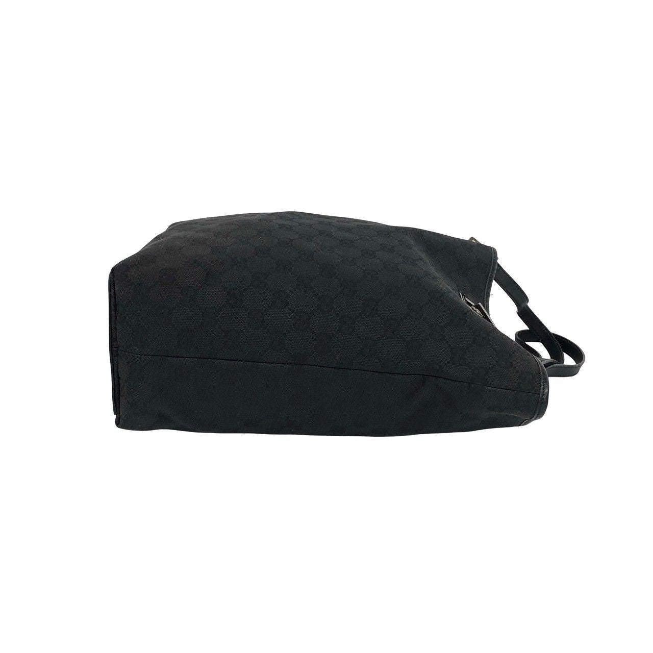 Gucci GG Canvas Leather Tote Shoulder Bag Black