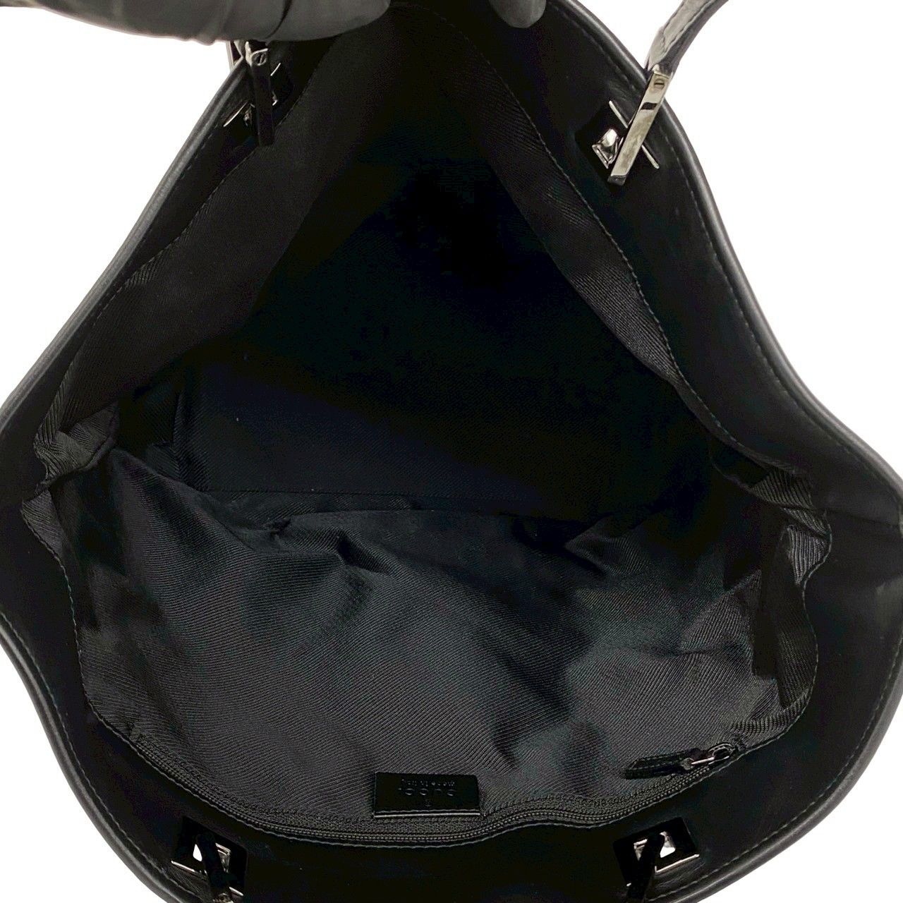Gucci GG Canvas Leather Tote Shoulder Bag Black