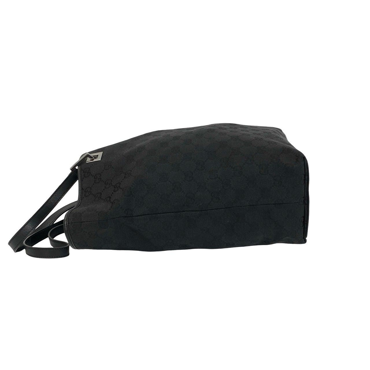 Gucci GG Canvas Leather Tote Shoulder Bag Black