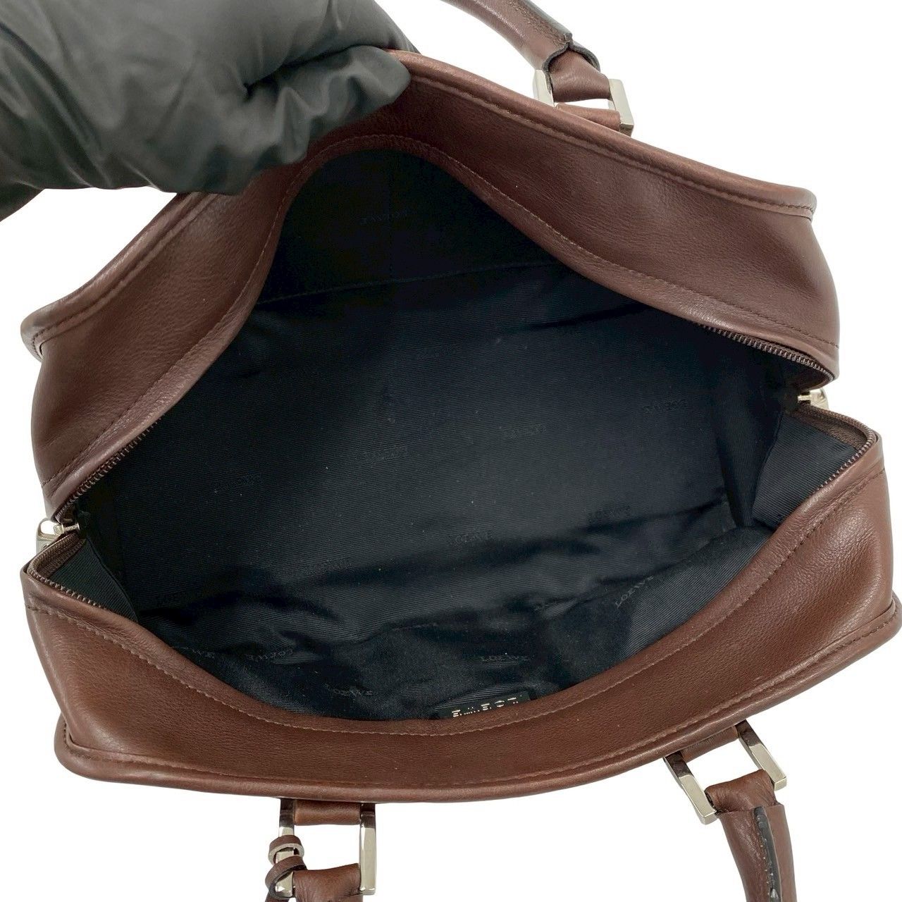 Loewe Amazona 28 Anagram Log Leather Mini Boston Bag with Key Brown