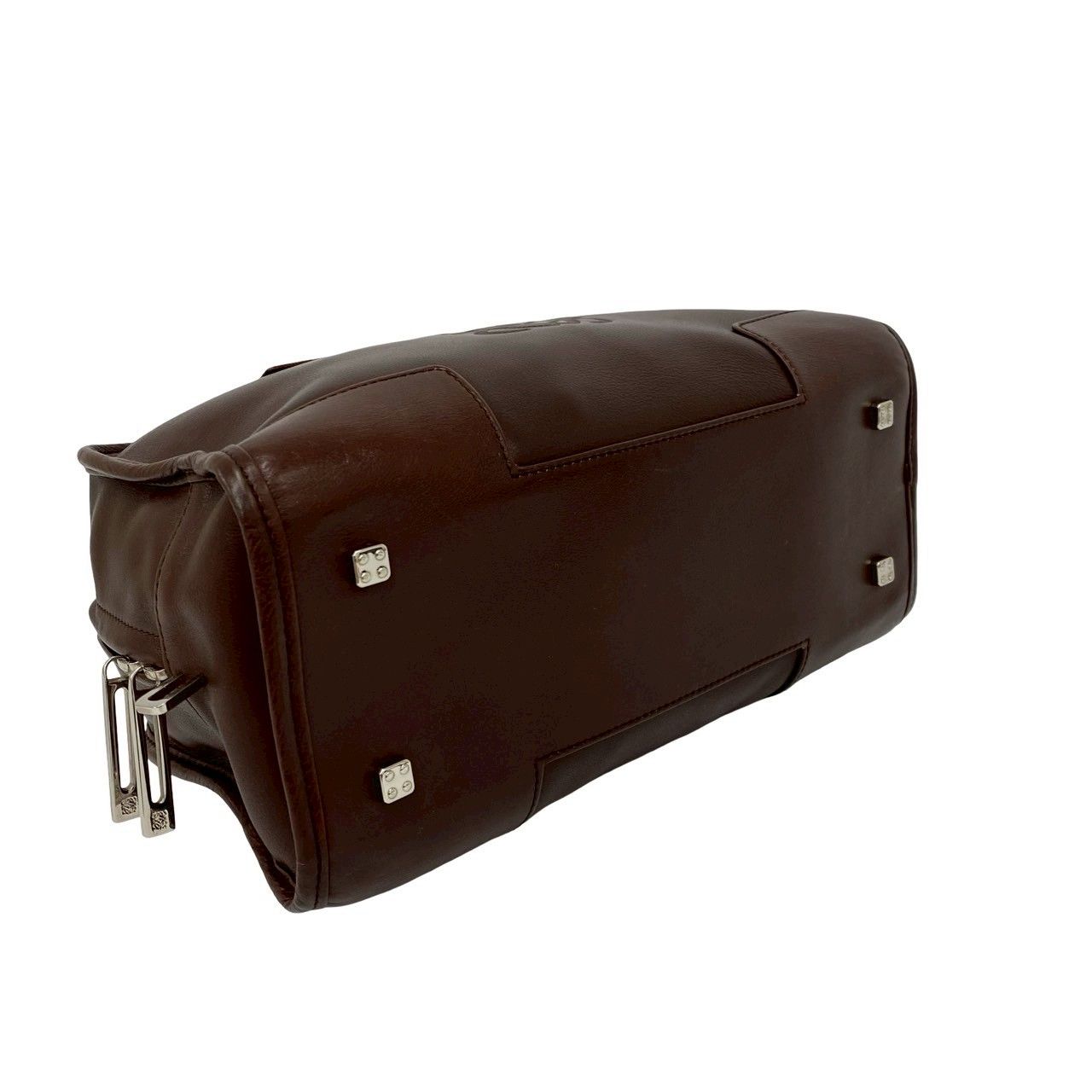 Loewe Amazona 28 Anagram Log Leather Mini Boston Bag with Key Brown