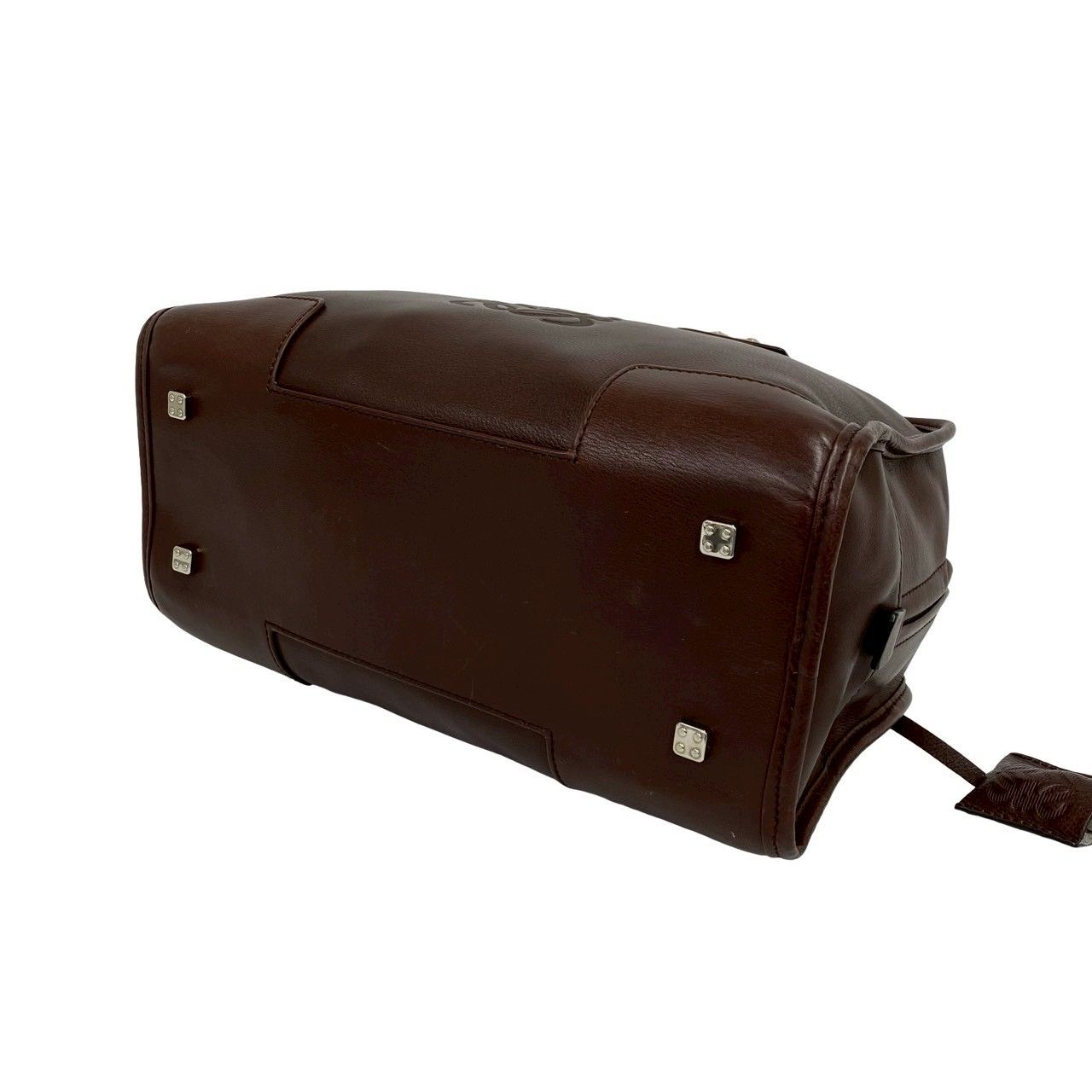 Loewe Amazona 28 Anagram Log Leather Mini Boston Bag with Key Brown
