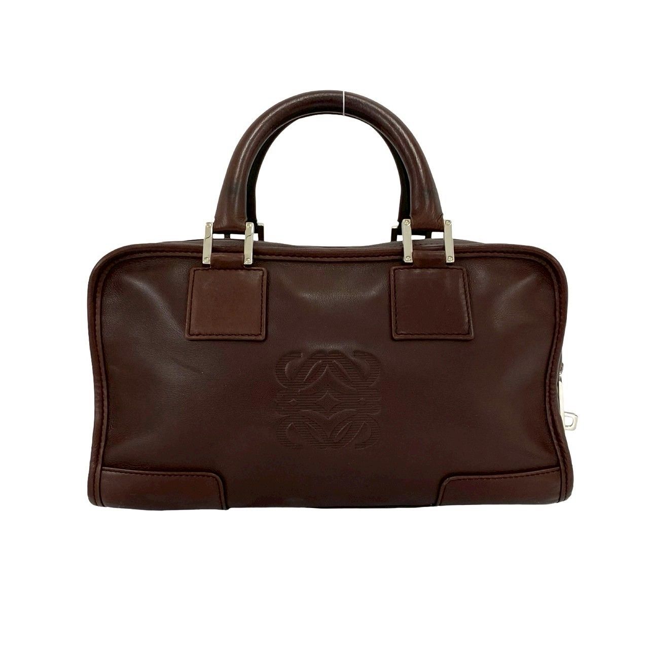 Loewe Amazona 28 Anagram Log Leather Mini Boston Bag with Key Brown