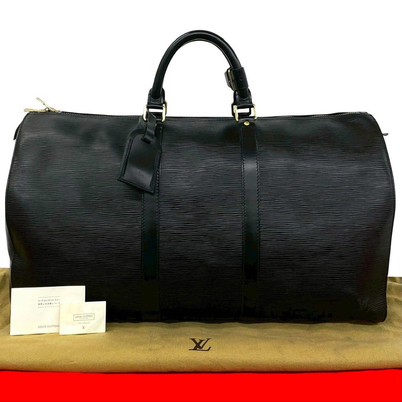 Louis Vuitton Vintage Keepall 50 Epi Leather Boston Bag Noir