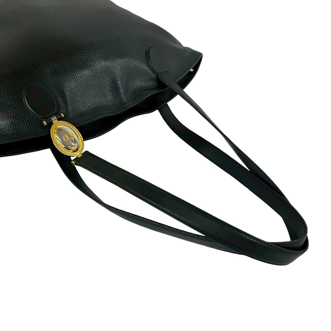 Dior CD Logo Leather Tote Shoulder Bag Black
