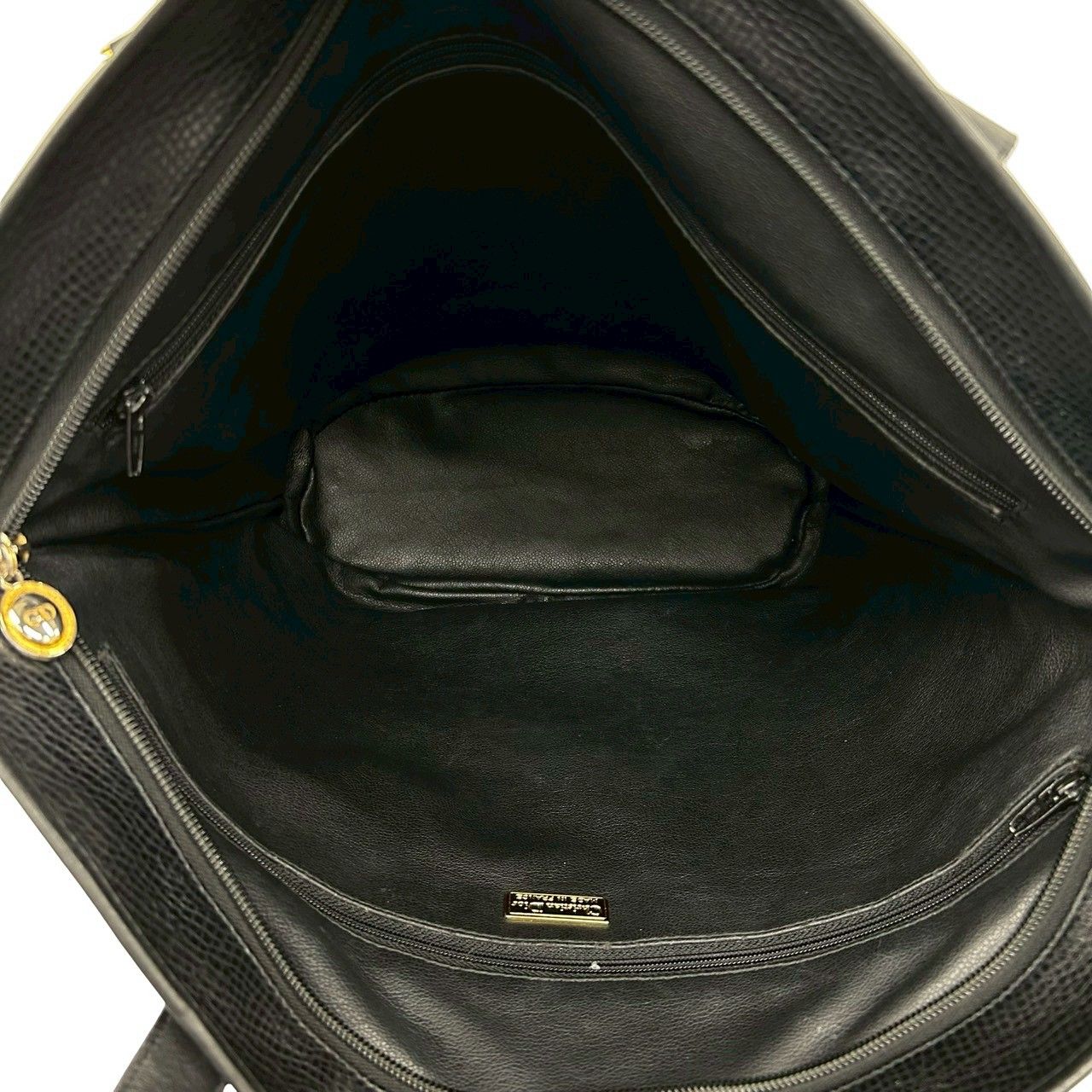 Dior CD Logo Leather Tote Shoulder Bag Black