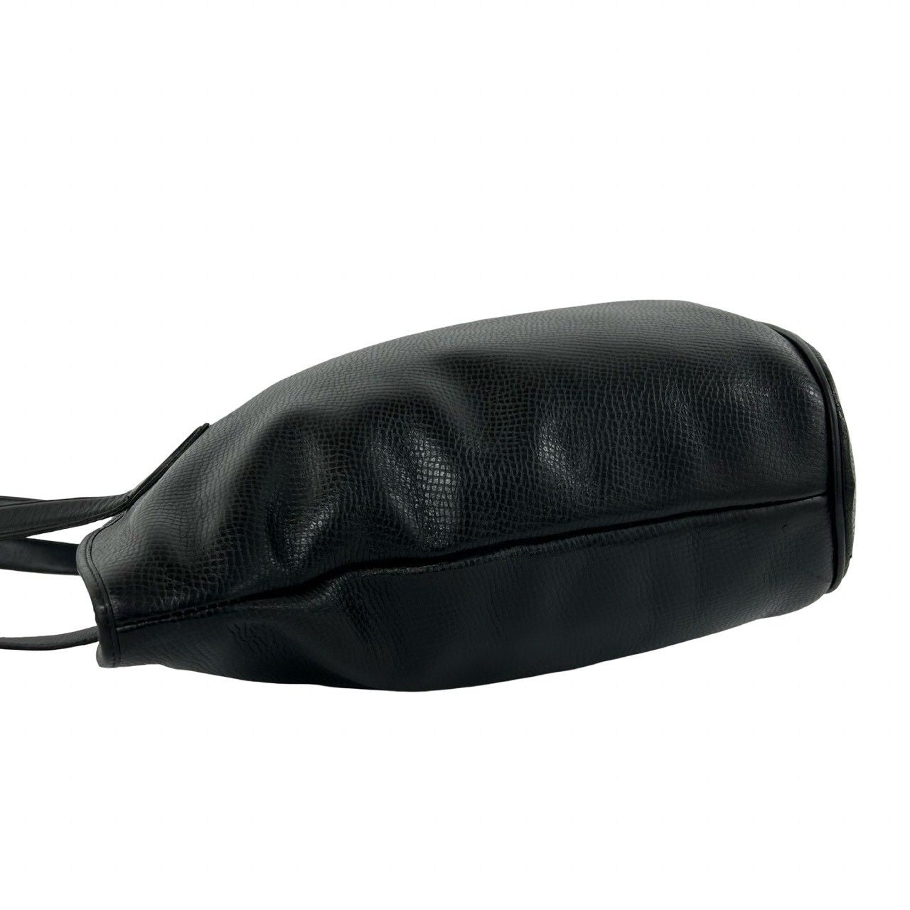 Dior CD Logo Leather Tote Shoulder Bag Black