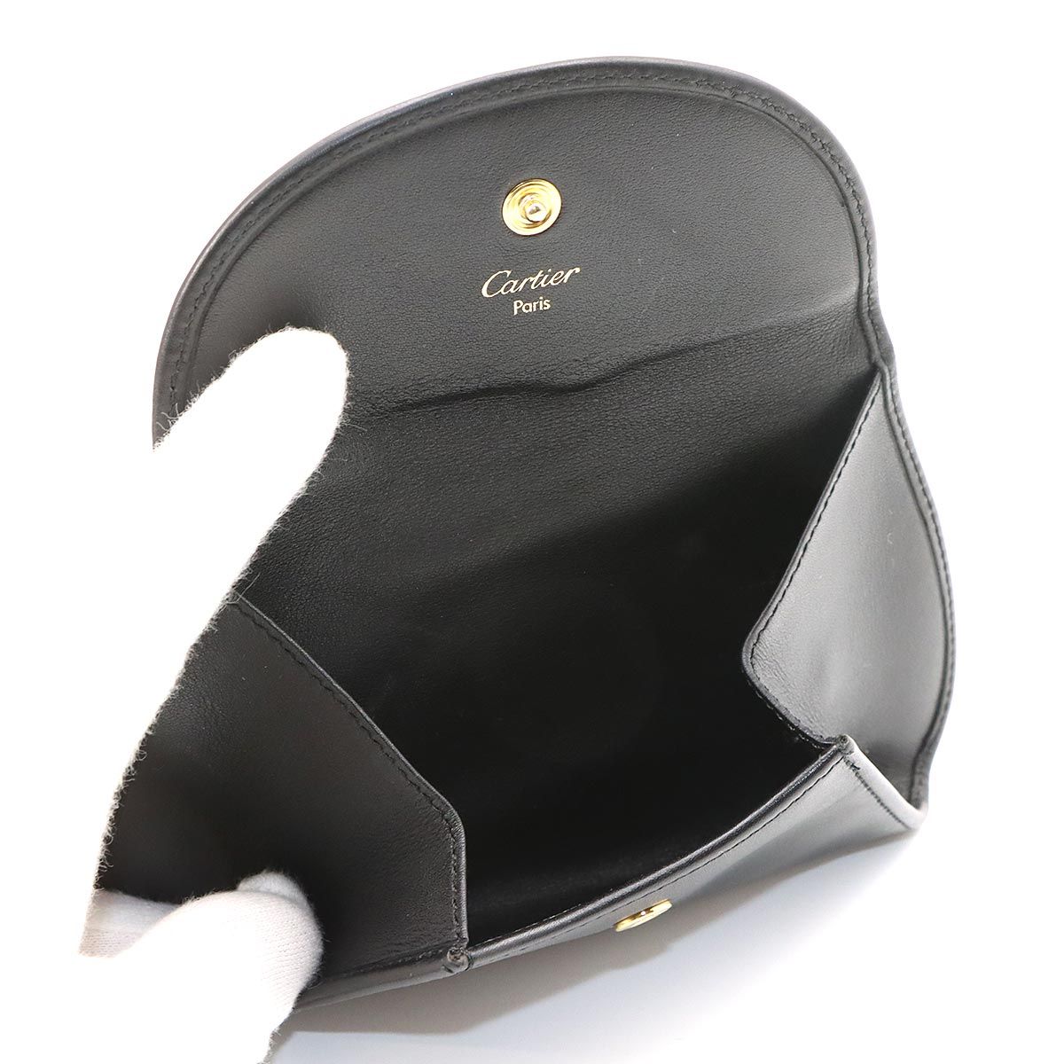 Cartier Panthère Coin Purse Leather Black Case