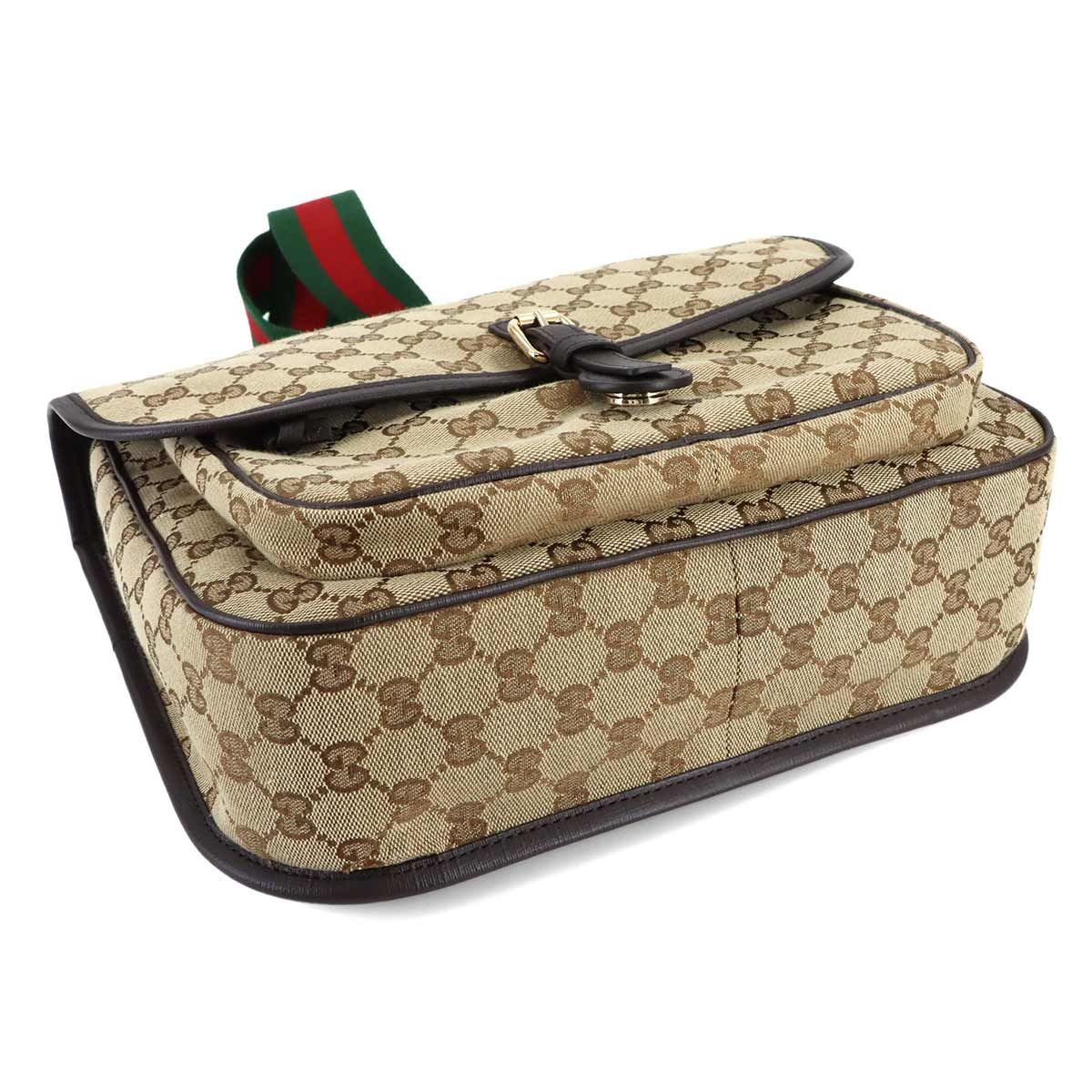 Gucci GG Canvas Shoulder Bag Leather Beige Brown Kids