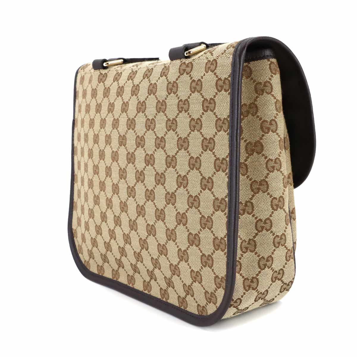 Gucci GG Canvas Shoulder Bag Leather Beige Brown Kids