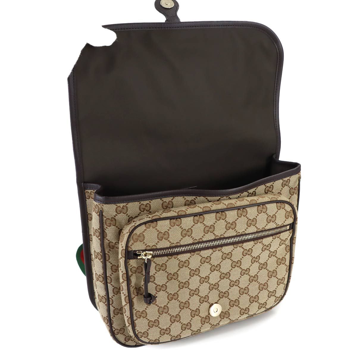 Gucci GG Canvas Shoulder Bag Leather Beige Brown Kids