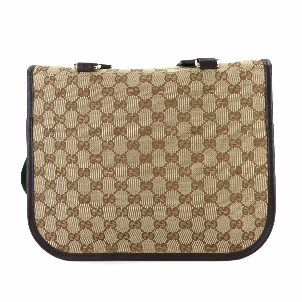 Gucci GG Canvas Shoulder Bag Leather Beige Brown Kids