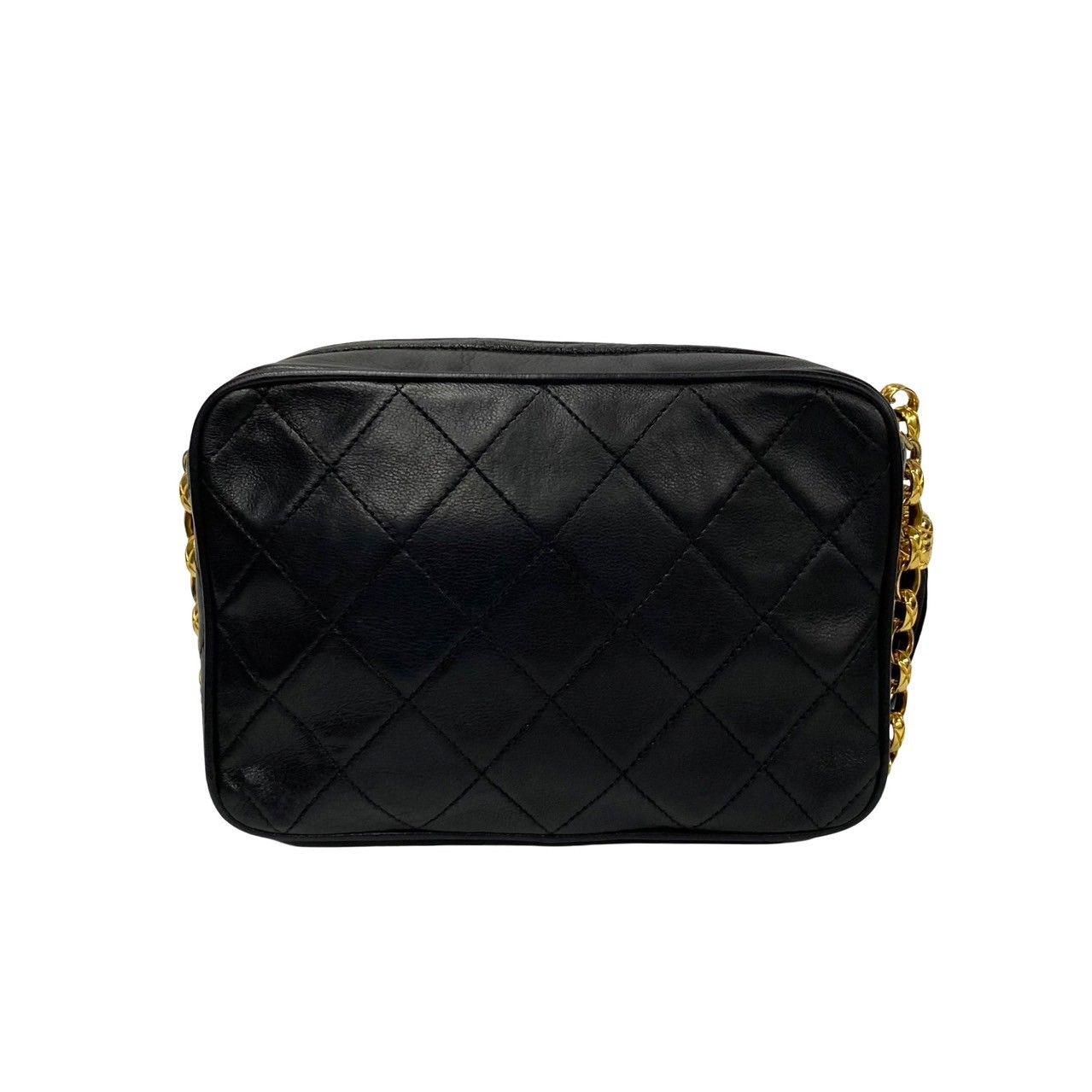 Chanel Box Quilted Lambskin Leather Fringe Chain Shoulder Bag Black