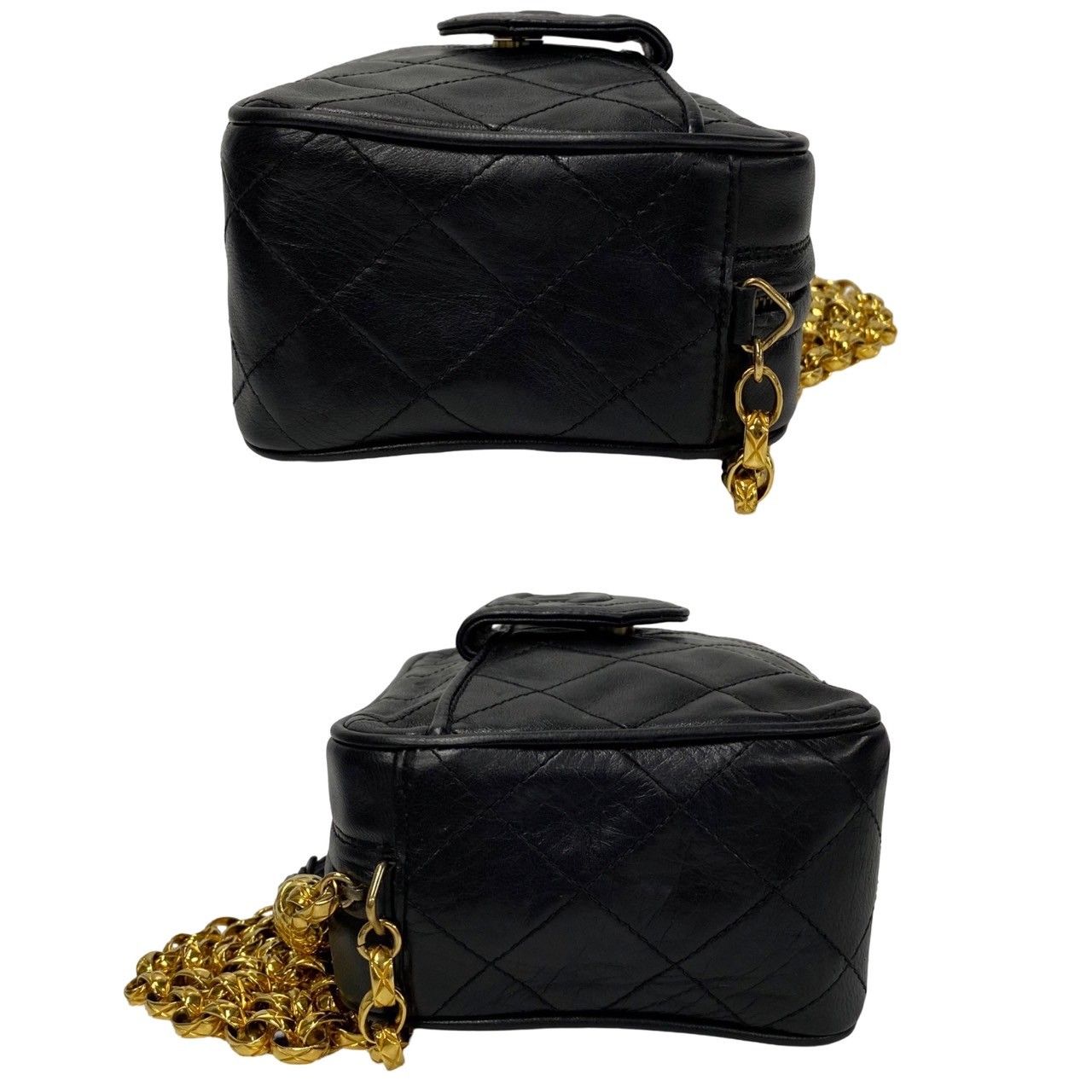 Chanel Box Quilted Lambskin Leather Fringe Chain Shoulder Bag Black