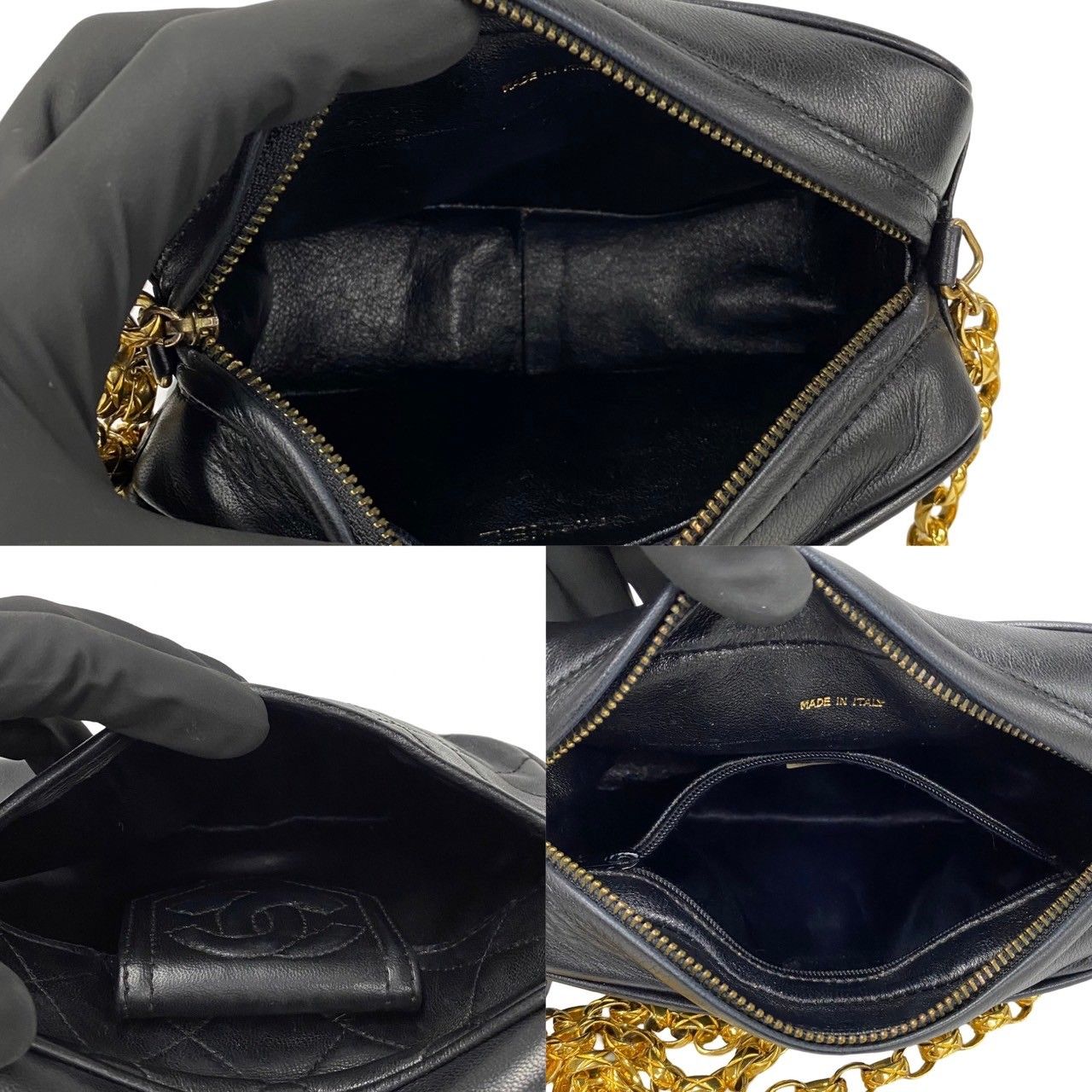 Chanel Box Quilted Lambskin Leather Fringe Chain Shoulder Bag Black