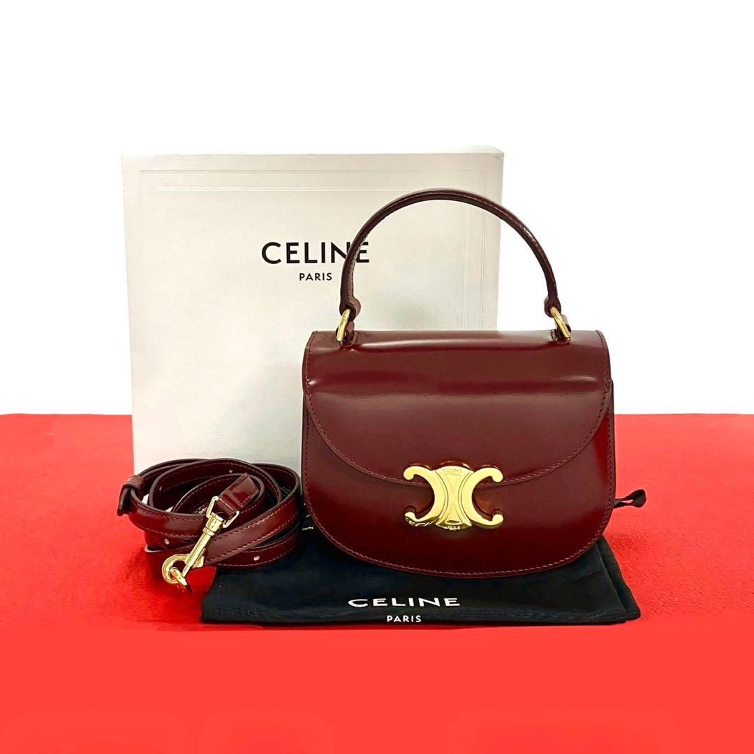 Celine Almost Box Mini Besace Triomphe Logo Calf Leather 2-Way Shoulder Bag
