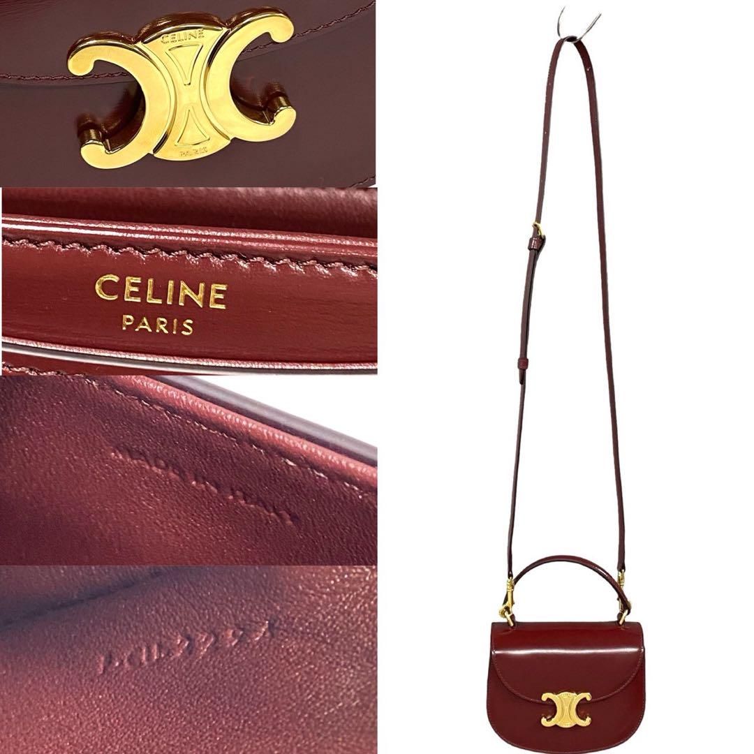 Celine Almost Box Mini Besace Triomphe Logo Calf Leather 2-Way Shoulder Bag