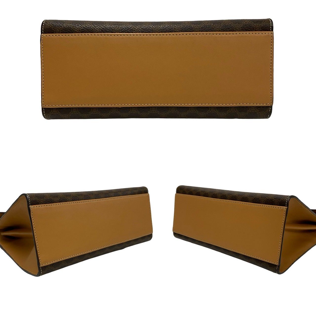 Celine Macadam Blason Pattern Logo Ring Leather 2-Way Shoulder Bag Brown