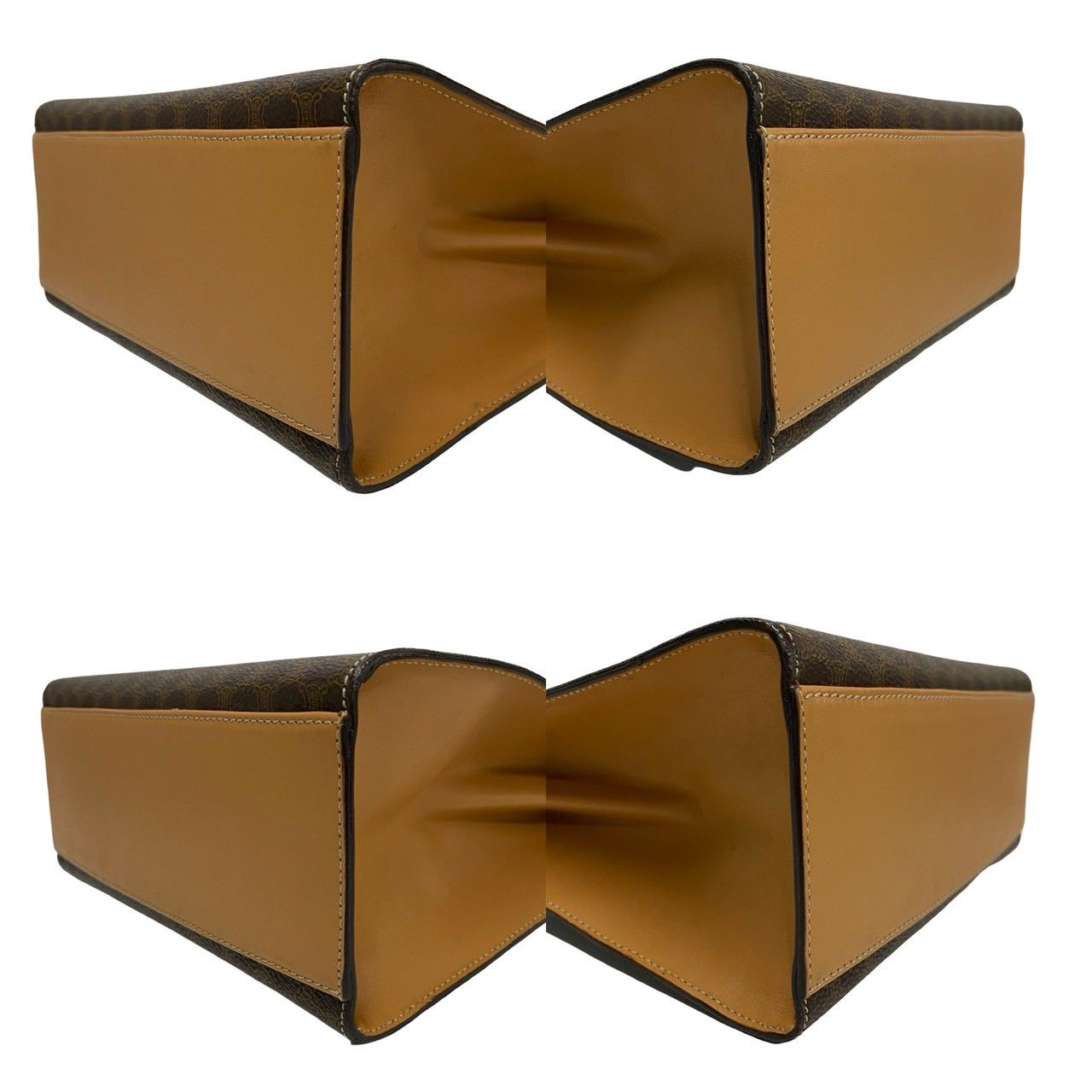 Celine Macadam Blason Pattern Logo Ring Leather 2-Way Shoulder Bag Brown