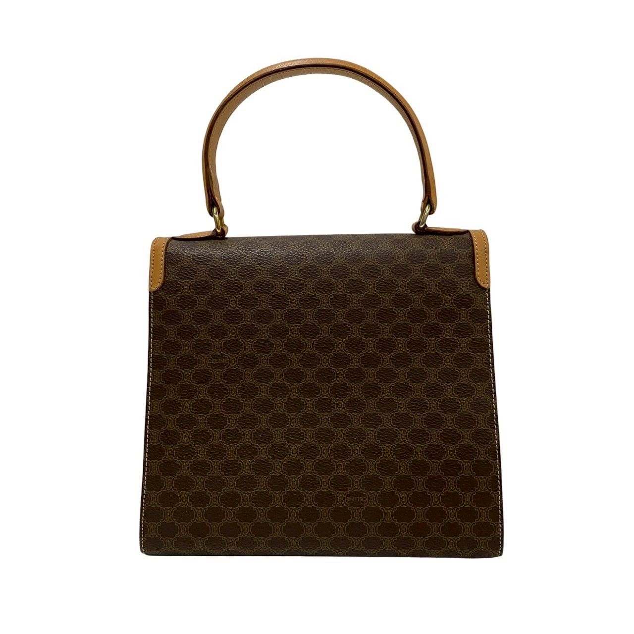 Celine Macadam Blason Pattern Logo Ring Leather 2-Way Shoulder Bag Brown