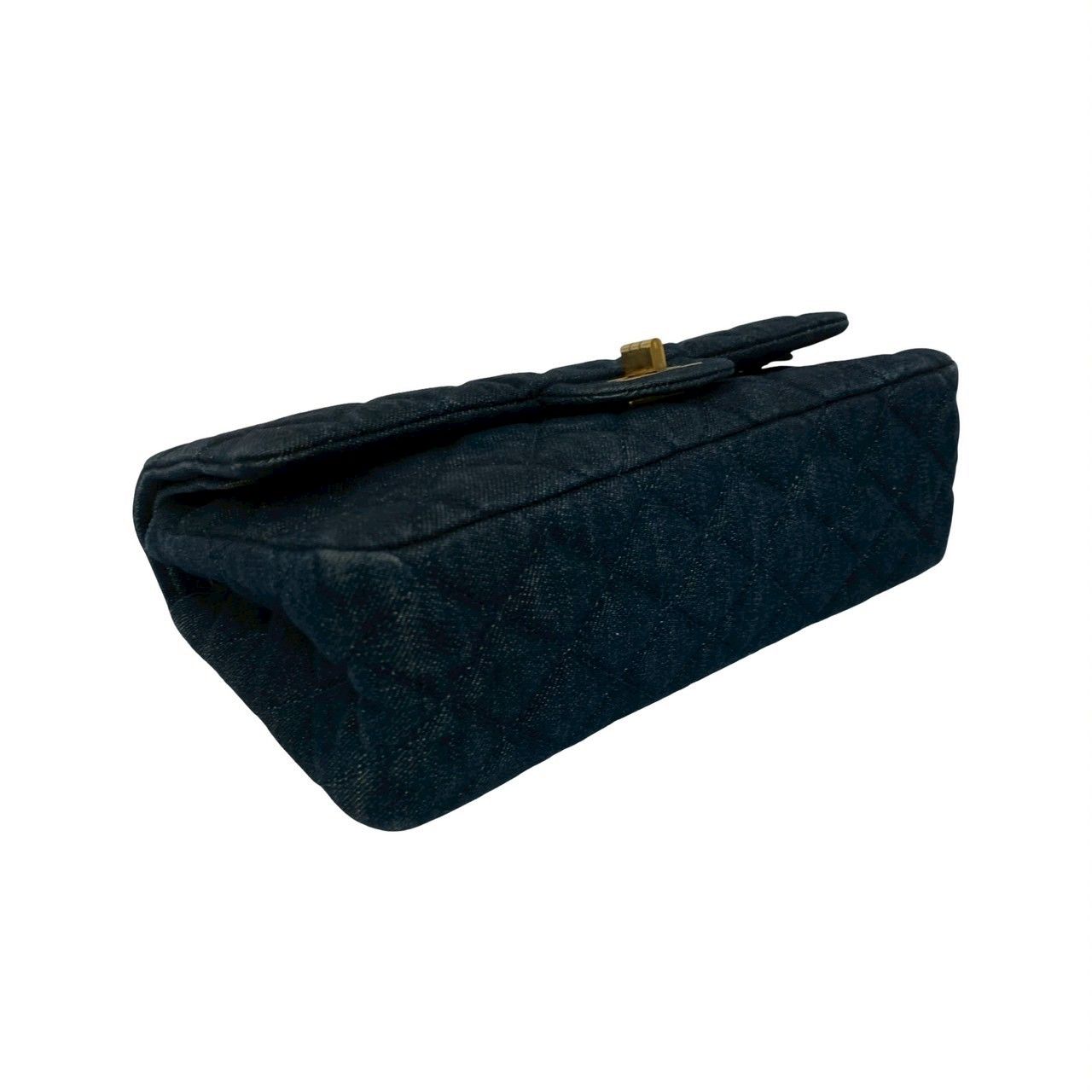 Chanel Card with 2.55 Quilted Double Flap Denim Chain Shoulder Bag Blue