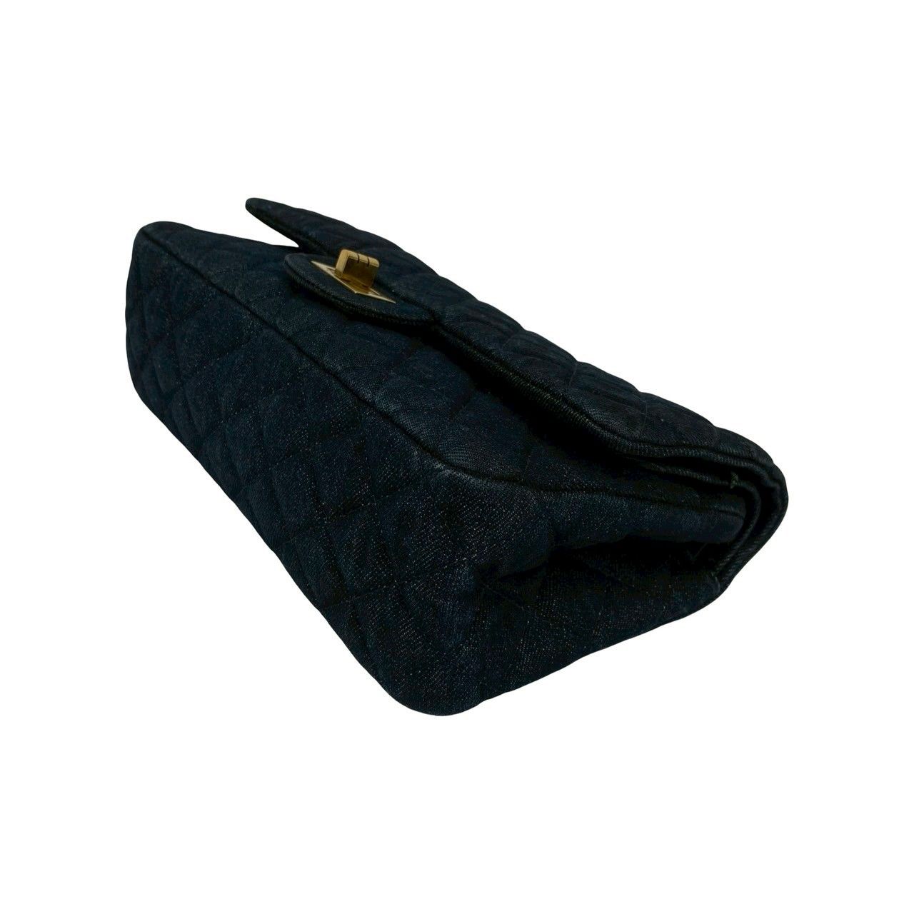 Chanel Card with 2.55 Quilted Double Flap Denim Chain Shoulder Bag Blue