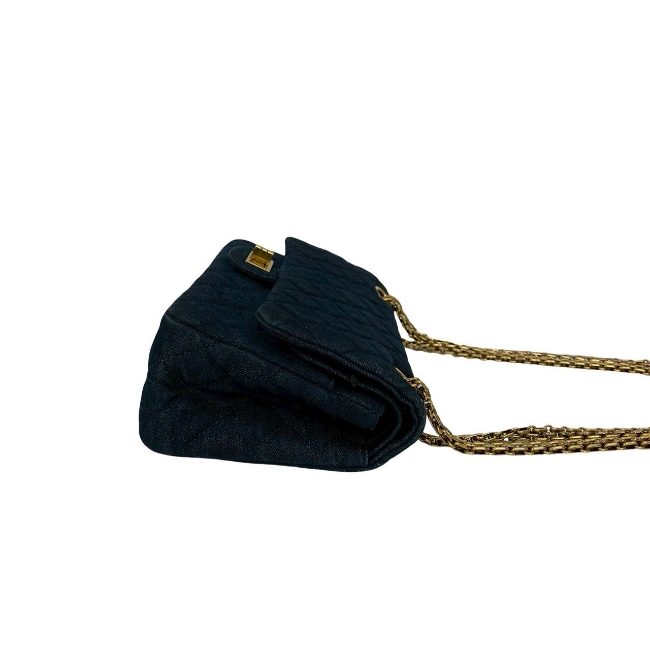 Chanel Card with 2.55 Quilted Double Flap Denim Chain Shoulder Bag Blue
