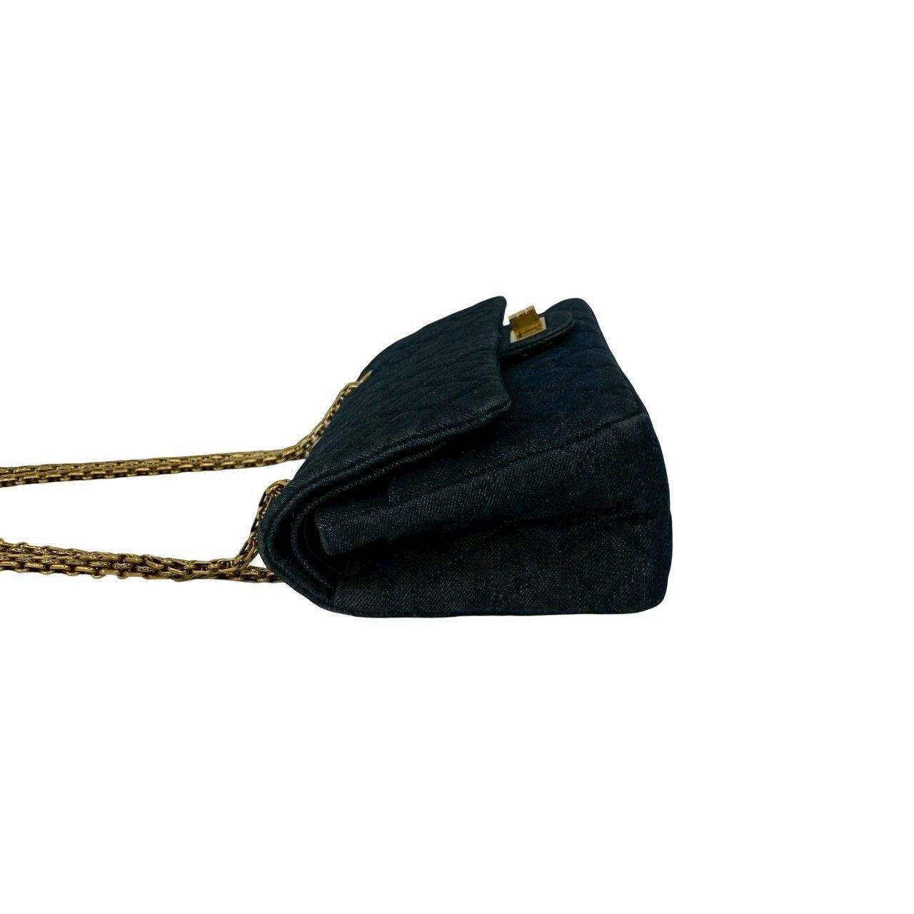 Chanel Card with 2.55 Quilted Double Flap Denim Chain Shoulder Bag Blue