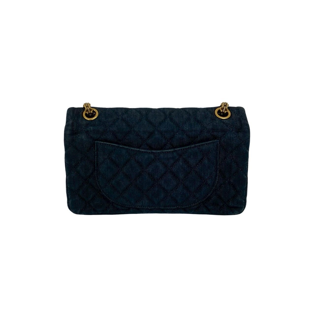 Chanel Card with 2.55 Quilted Double Flap Denim Chain Shoulder Bag Blue