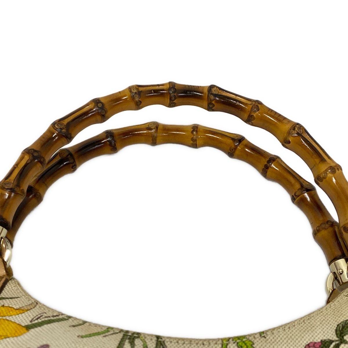 Gucci Tote Flora Bamboo Ivory Dark Green Multi Leather